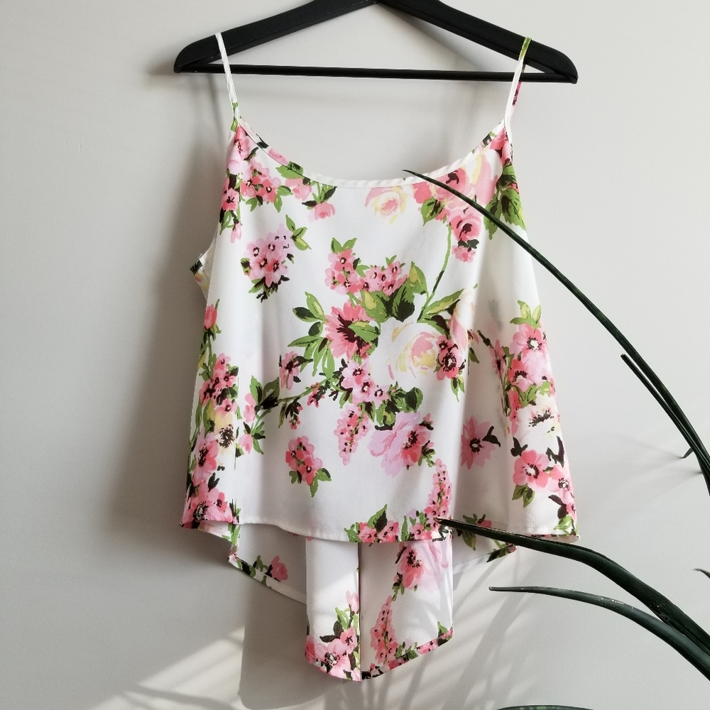Floral Asymmetrical Open Back Cami